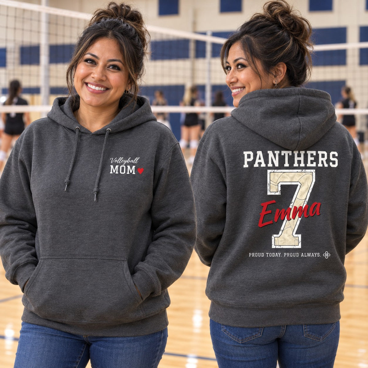 Personalized Volleyball family jersey Hoodie - front and back