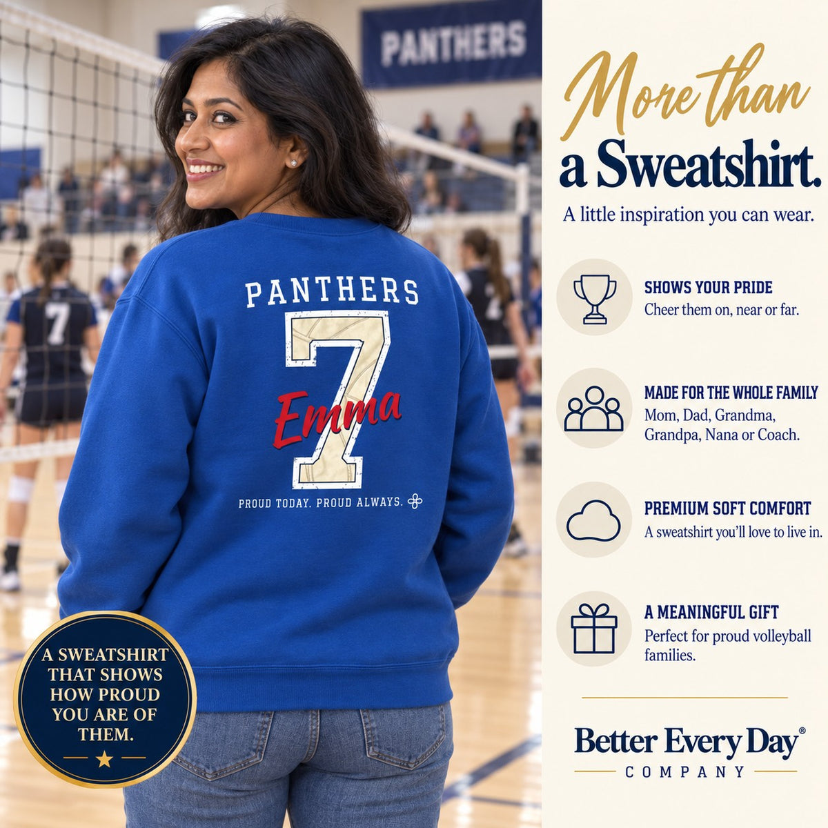 Personalized Volleyball family jersey Sweatshirt - back with team name, number and name