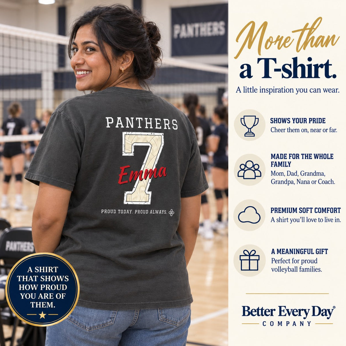 Personalized Volleyball family jersey T-shirt - back with team name, number and name