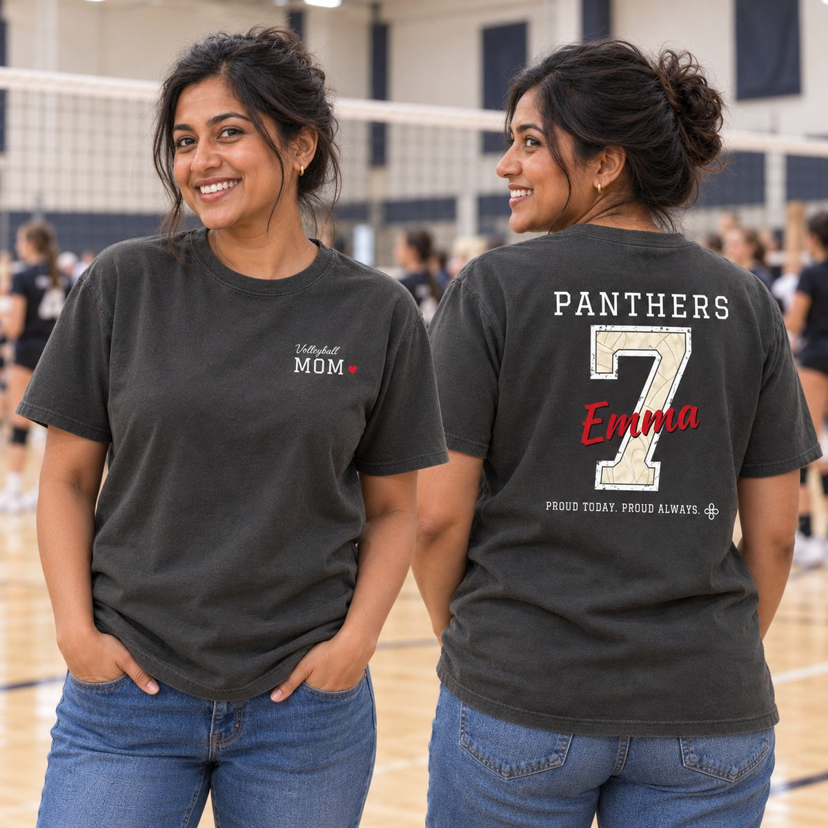 Personalized Volleyball family jersey T-shirt - front and back