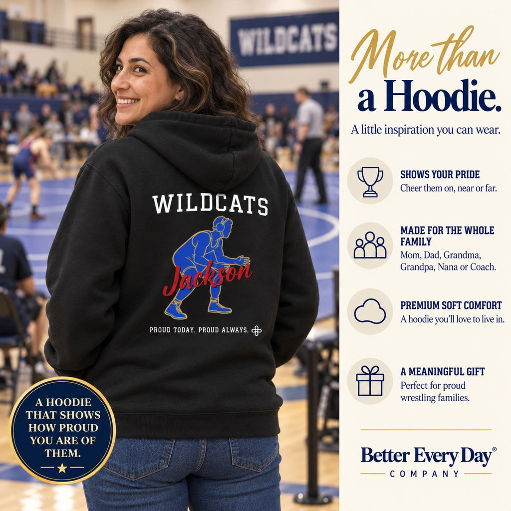 Personalized Wrestling family jersey Hoodie - back with team name, figure and name