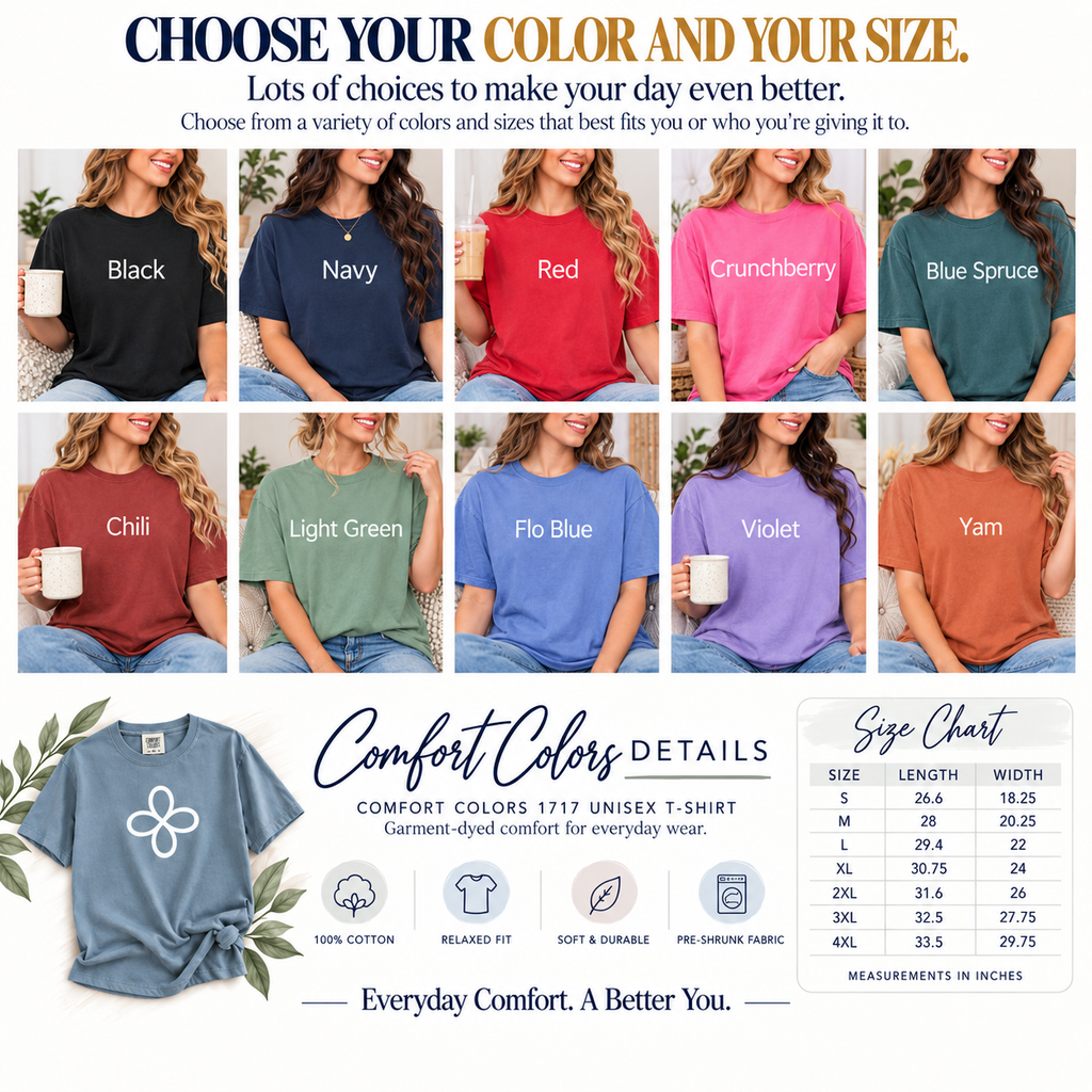 Comfort Colors 1717 tee color chart - 10 team colors
