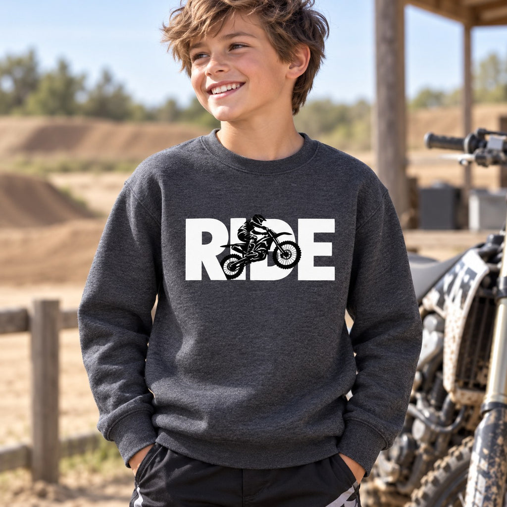 RIDE Dirt Bike Youth Sweatshirt lifestyle photo