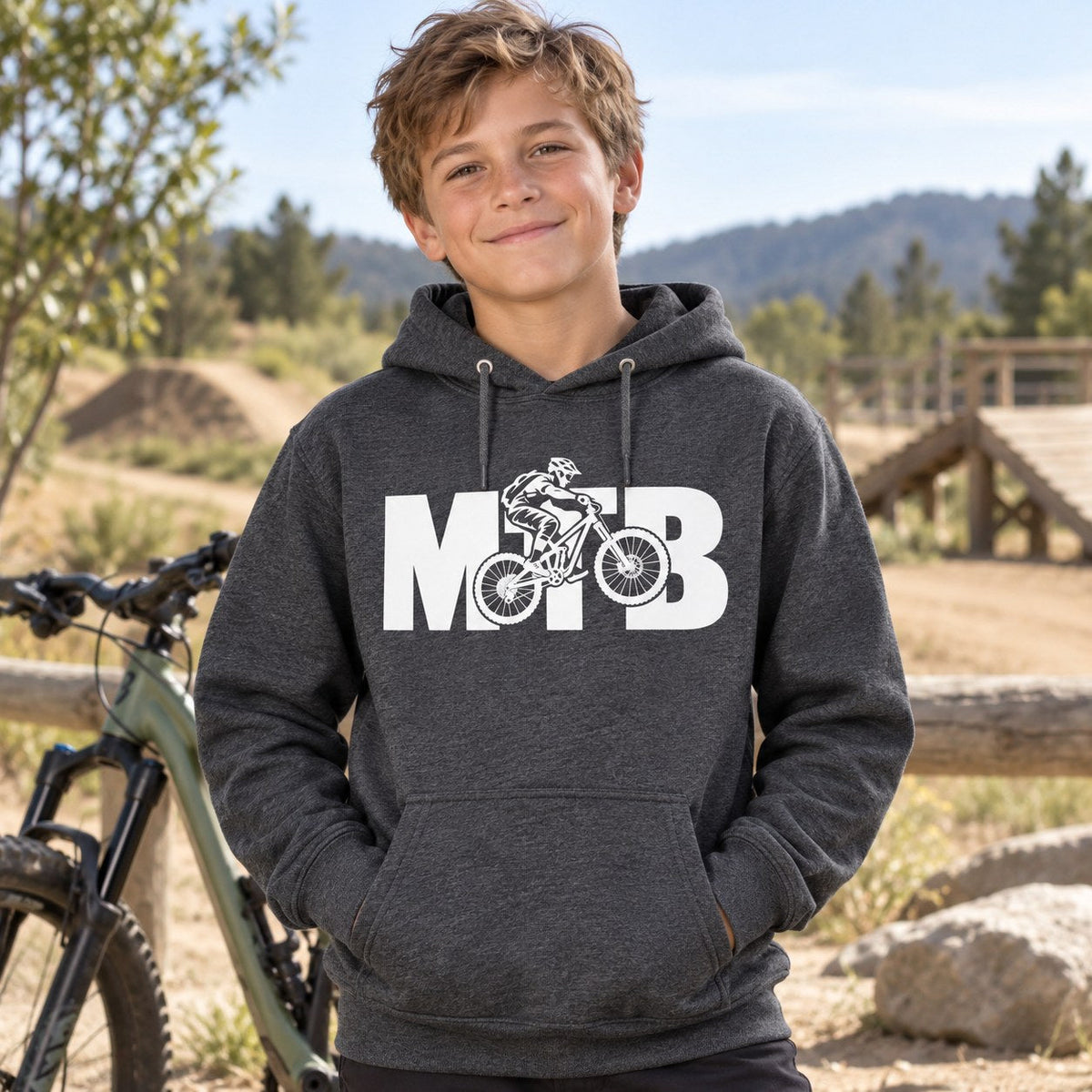 MTB Mountain Bike Youth Hoodie lifestyle photo