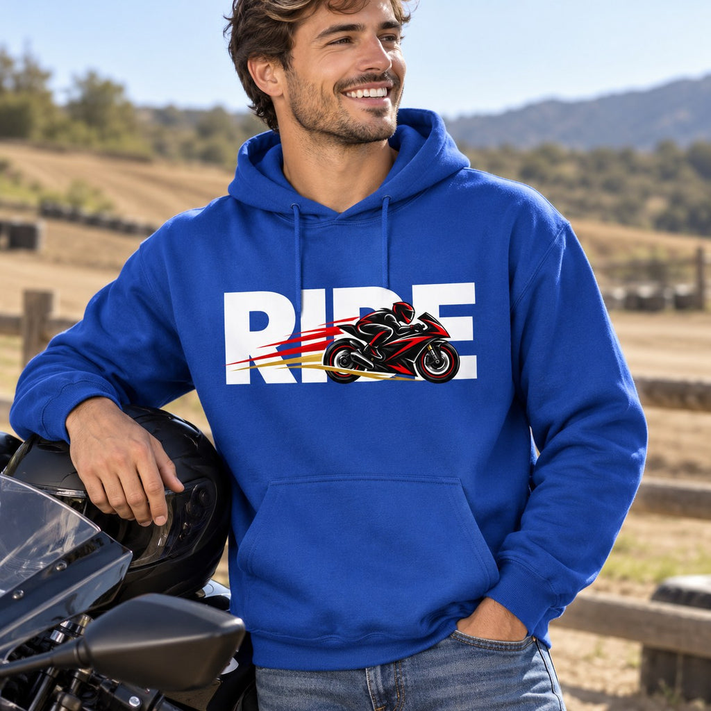 RIDE Sport Bike Hoodie lifestyle photo