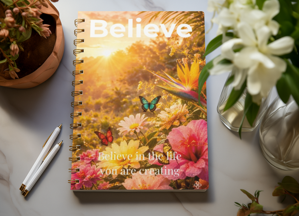 Believe, Inspirational Journal, 6"x9" College Ruled Motivational Blank Notebook, Paperback, Hardcover and Spiral Bound