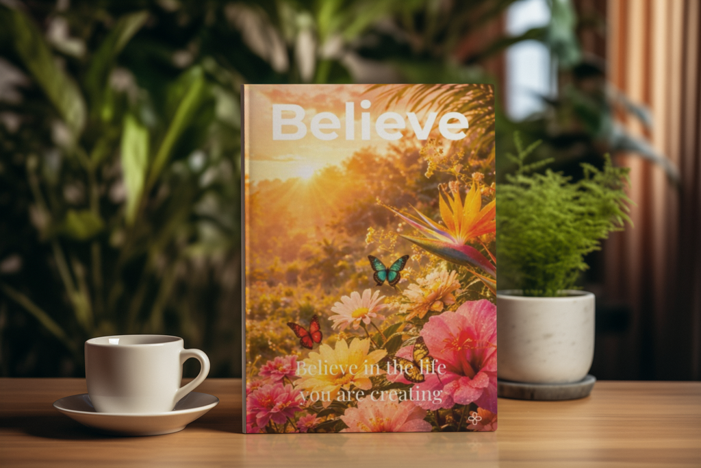 Believe, Inspirational Journal, 6"x9" College Ruled Motivational Blank Notebook, Paperback, Hardcover and Spiral Bound