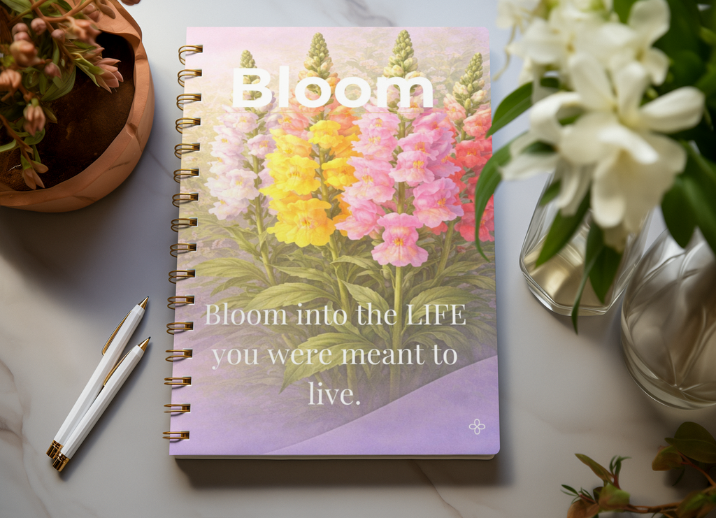 Bloom, Inspirational Journal, 6"x9" College Ruled Motivational Blank Notebook, Paperback, Hardcover, Spiral Bound
