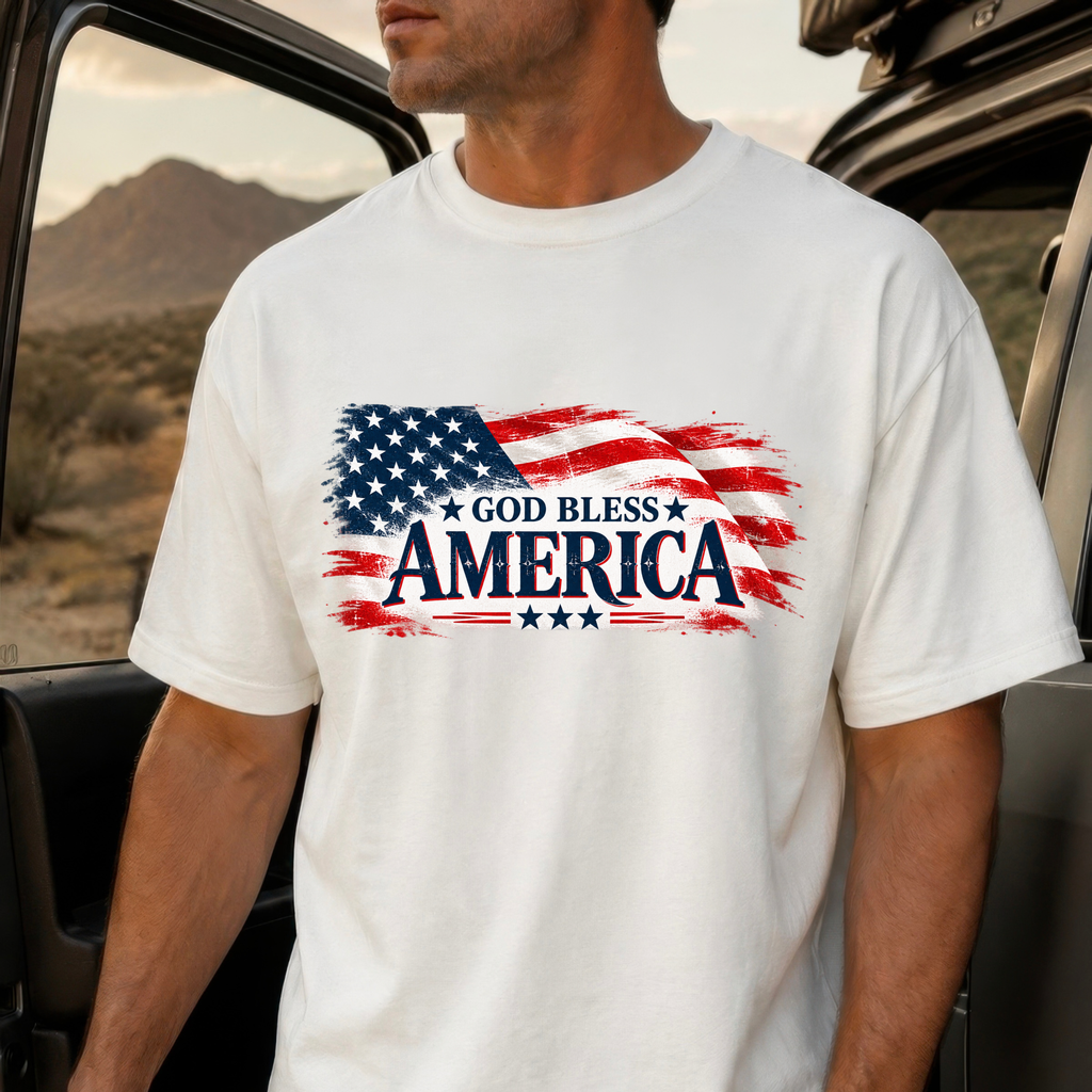 God Bless America T-Shirt - Patriotic American Flag Tee for 4th of July