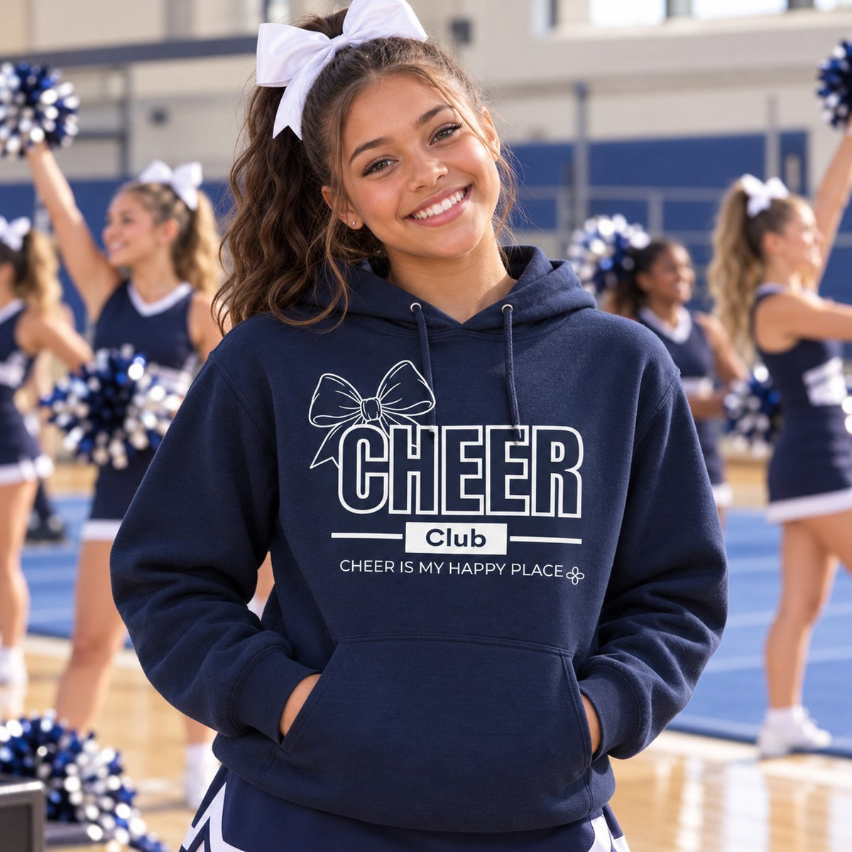 Cheer Club Bow Hoodie lifestyle photo