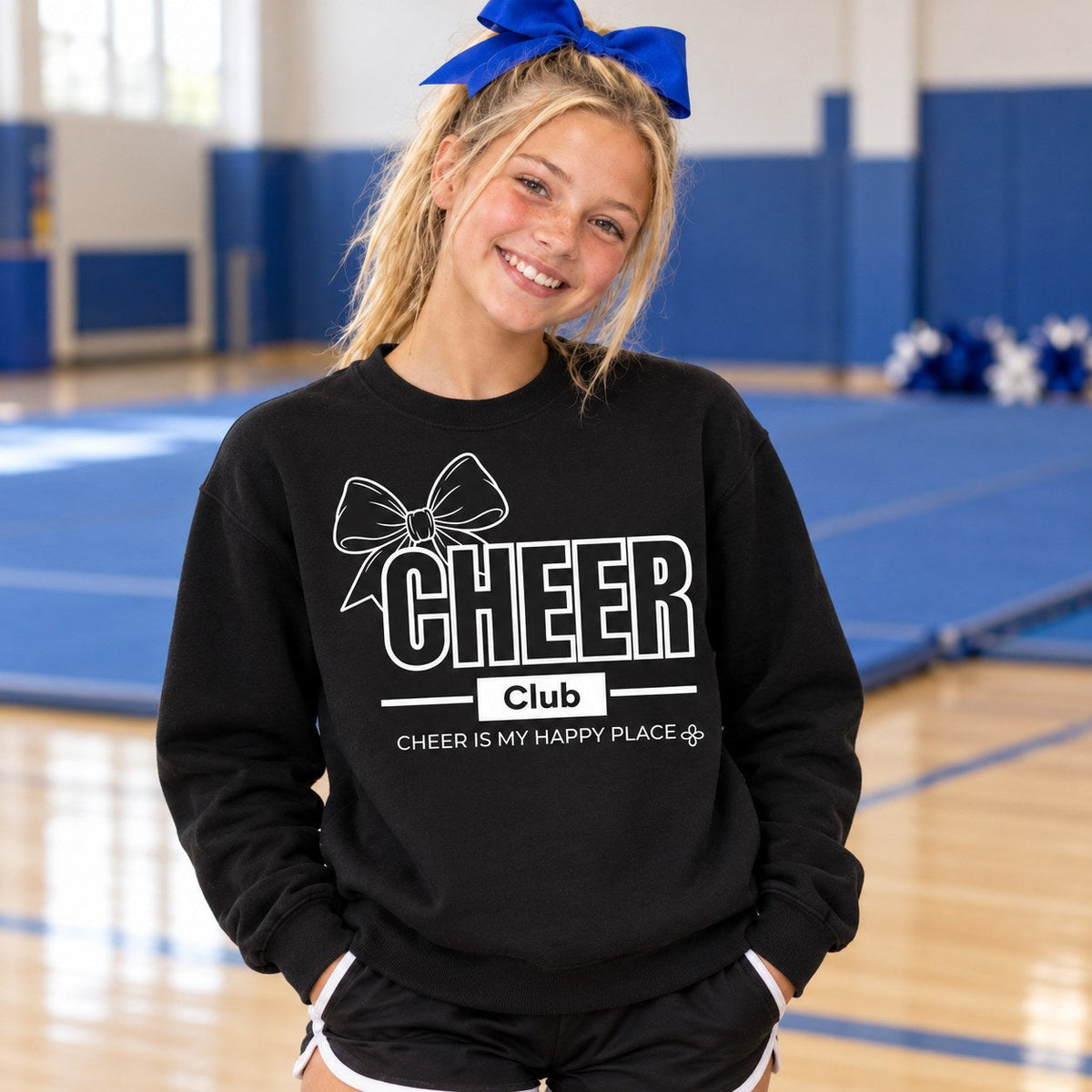 Cheer Club Bow Sweatshirt lifestyle photo