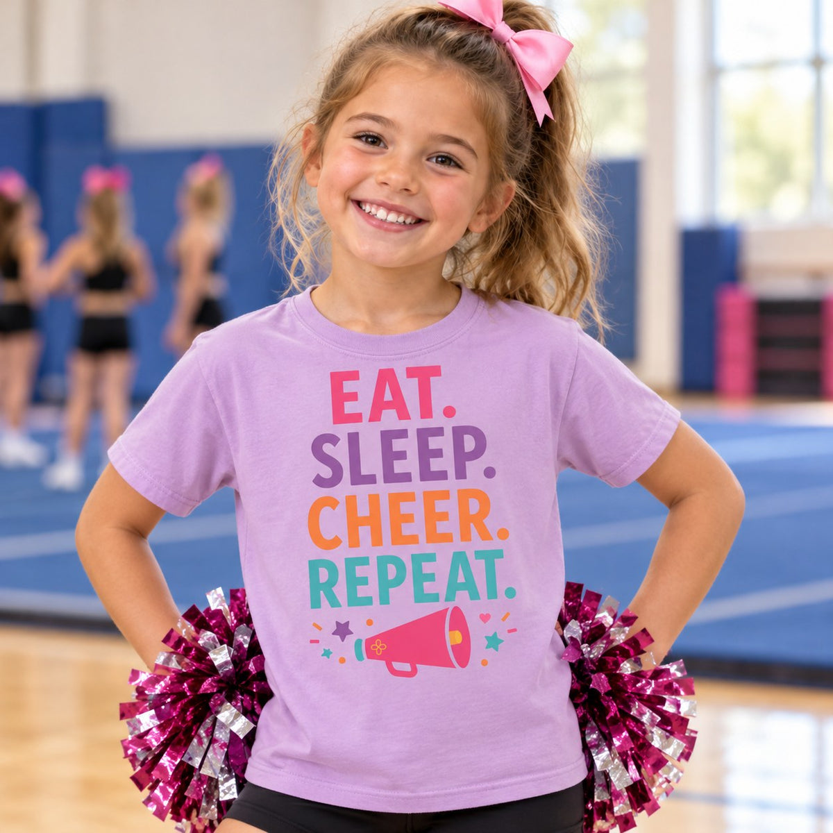 Eat Sleep Cheer Repeat Youth T-Shirt lifestyle photo