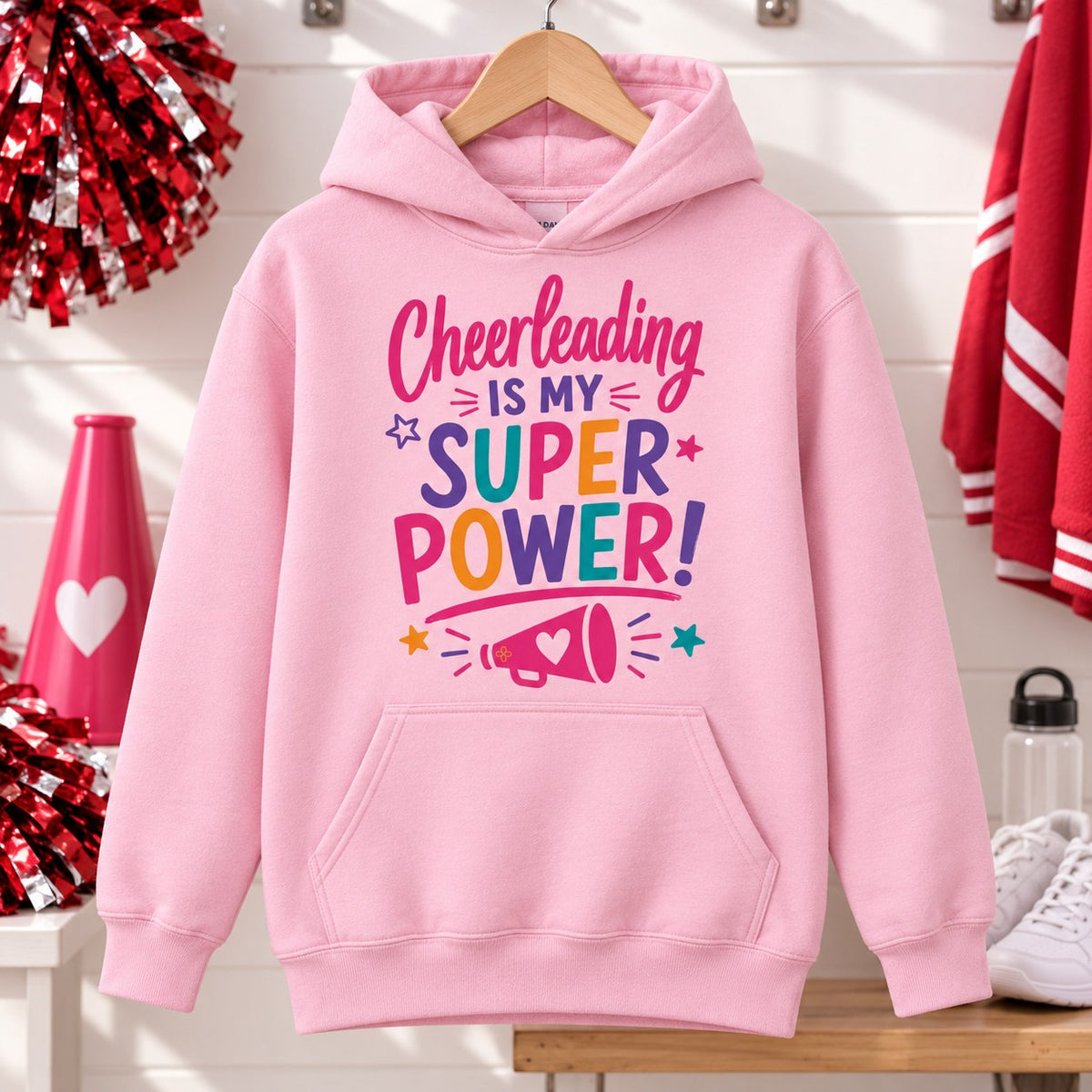 Cheerleading Is My Superpower Youth Hoodie lifestyle photo