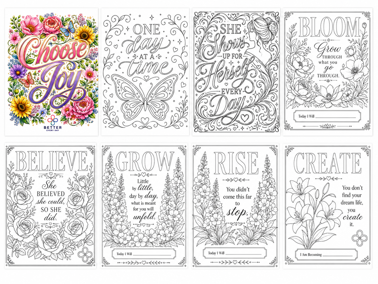 Create Your Motivation Wall, Volume 1: Inspirational Adult Coloring Book with Positive Quotes, Affirmations, Goal-Setting Pages, Full-Color Inspiration Pages, and Frameable Designs for Women