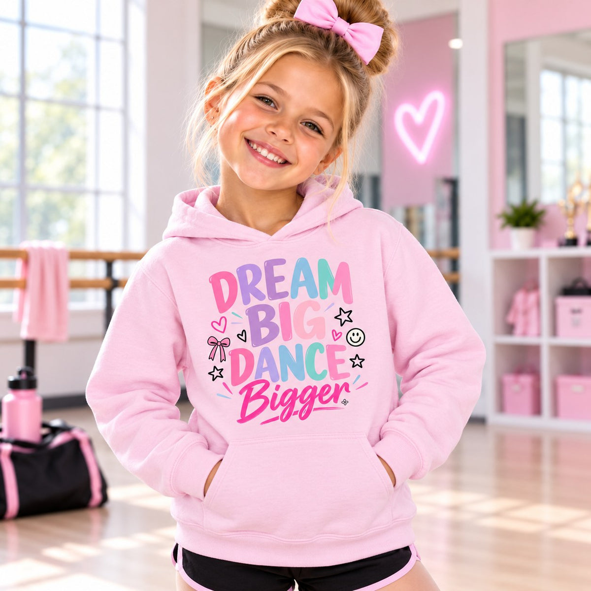 Dream Big Dance Bigger Youth Hoodie lifestyle photo