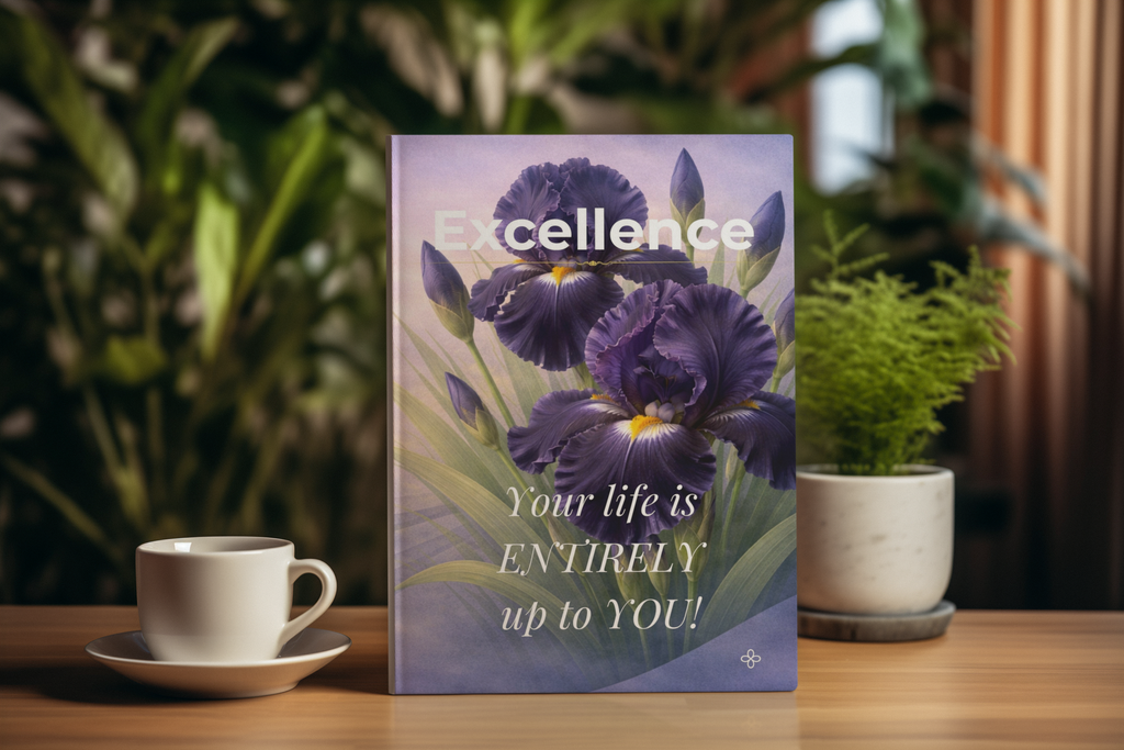 Excellence, Inspirational Floral Journal, 6"x9" College Ruled Motivational Blank Notebook, Paperback, Hardcover and Spiral Bound