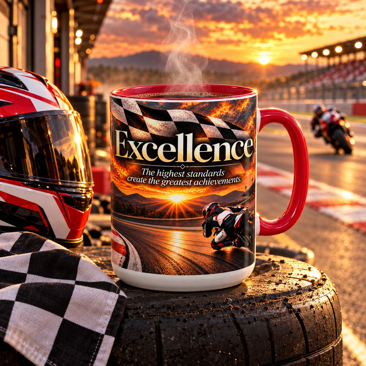 Excellence motorcycle racing mug