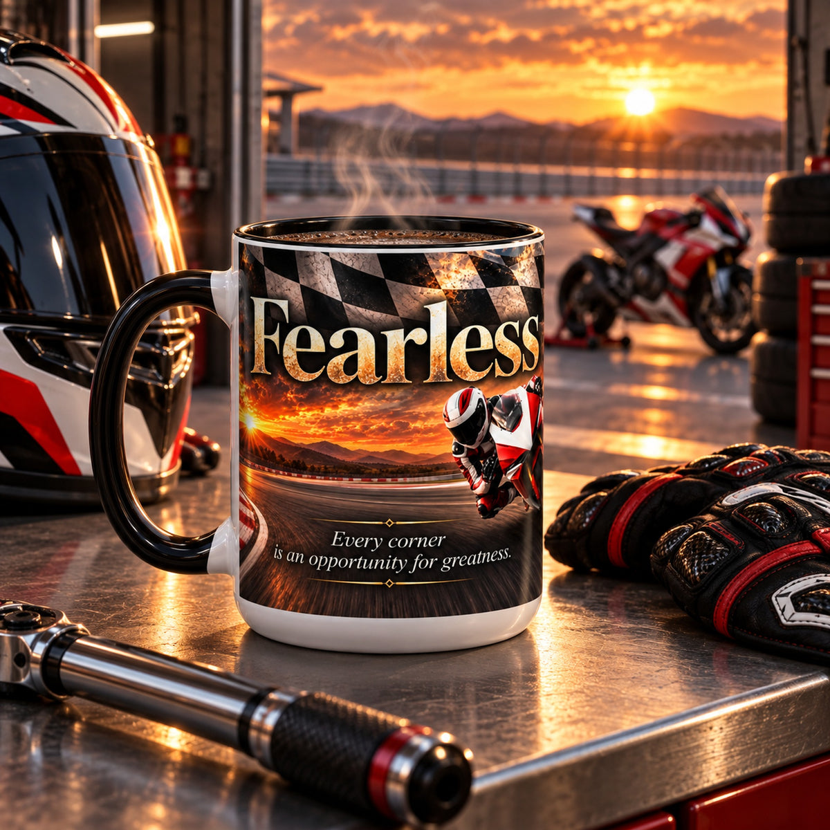 Fearless sport bike racing mug