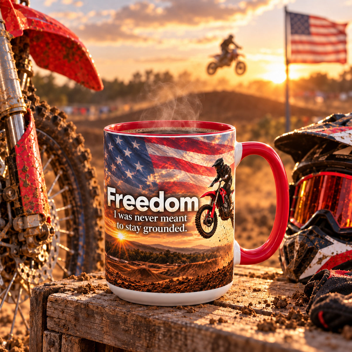Freedom motocross dirt bike mug