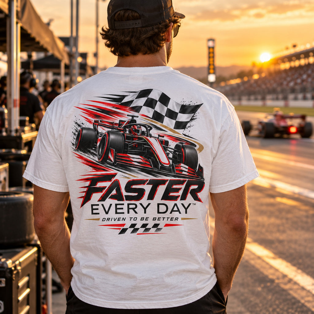 Faster Every Day Formula Race Car Tee - Lifestyle