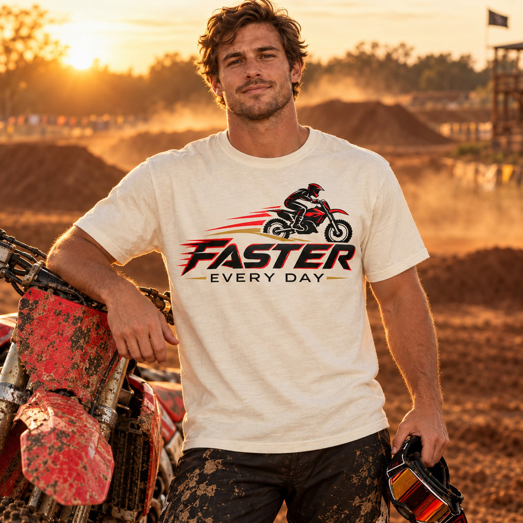 Faster Every Day Dirt Bike Logo Tee - Lifestyle