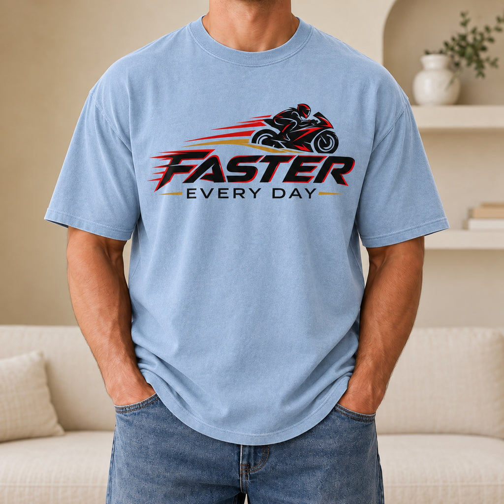 Faster Every Day Sport Bike Logo Tee - Front and Back