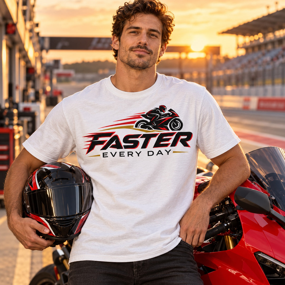 Faster Every Day Sport Bike Logo Tee - Lifestyle
