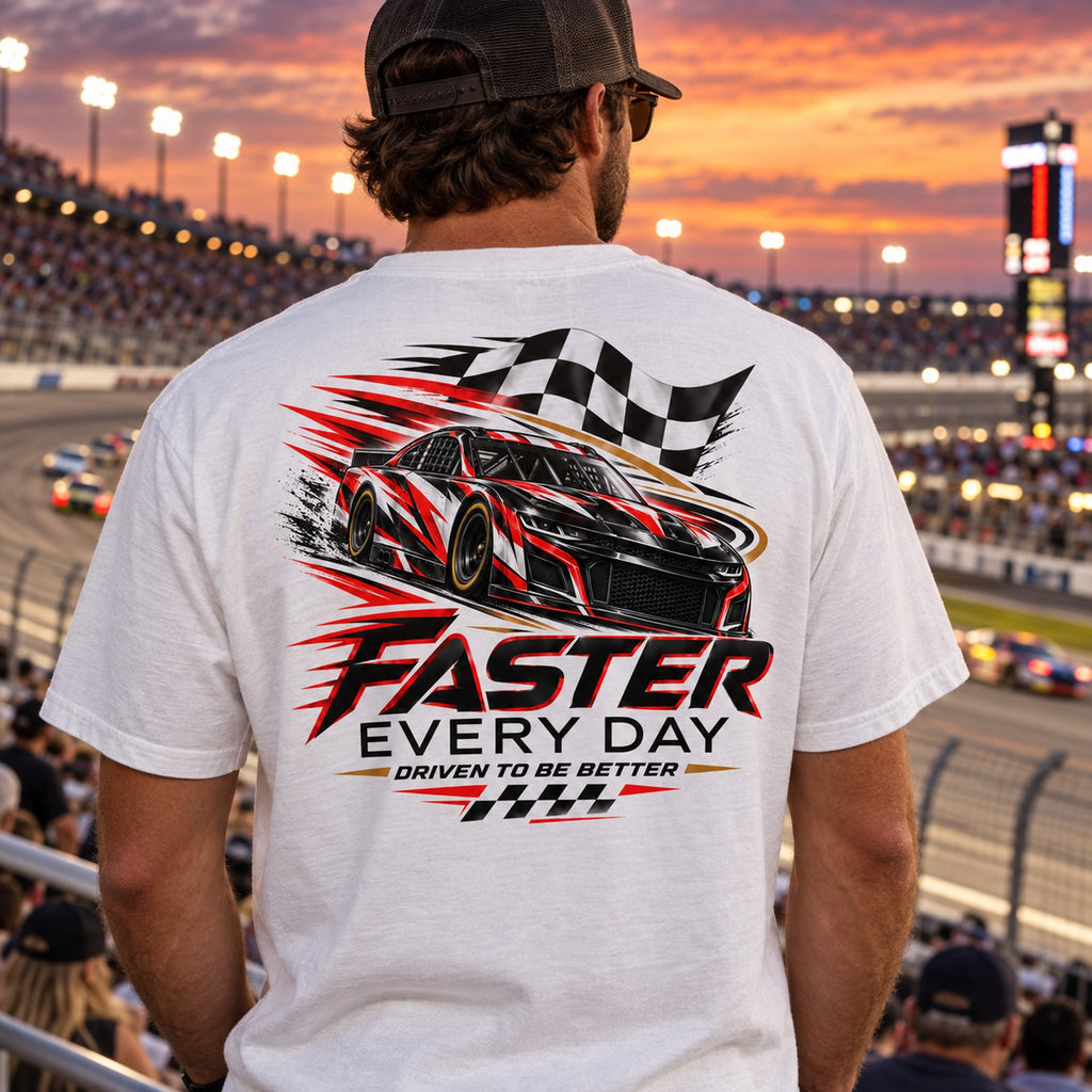 Faster Every Day Stock Car Racing Tee - Lifestyle