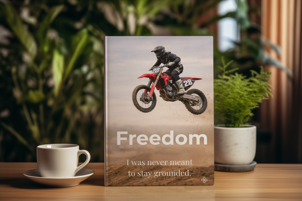 Freedom - Motocross - Dirt bike, Inspirational Journal, 6"x9" College Ruled Motivational Blank Notebook, Hardback