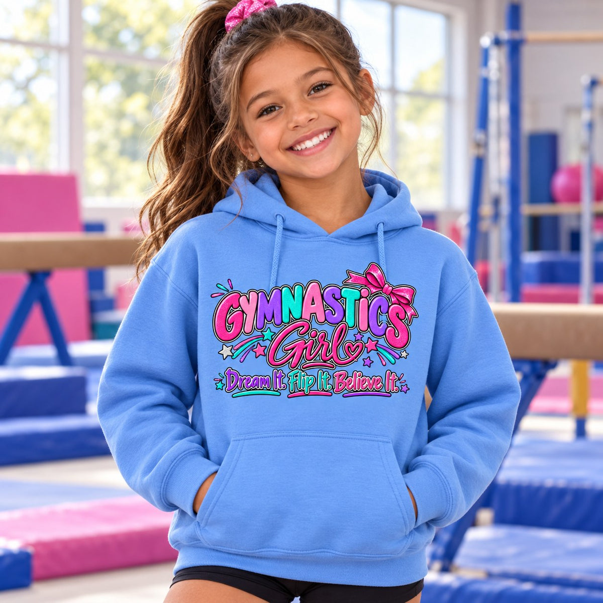 Gymnastics Girl Youth Hoodie lifestyle photo