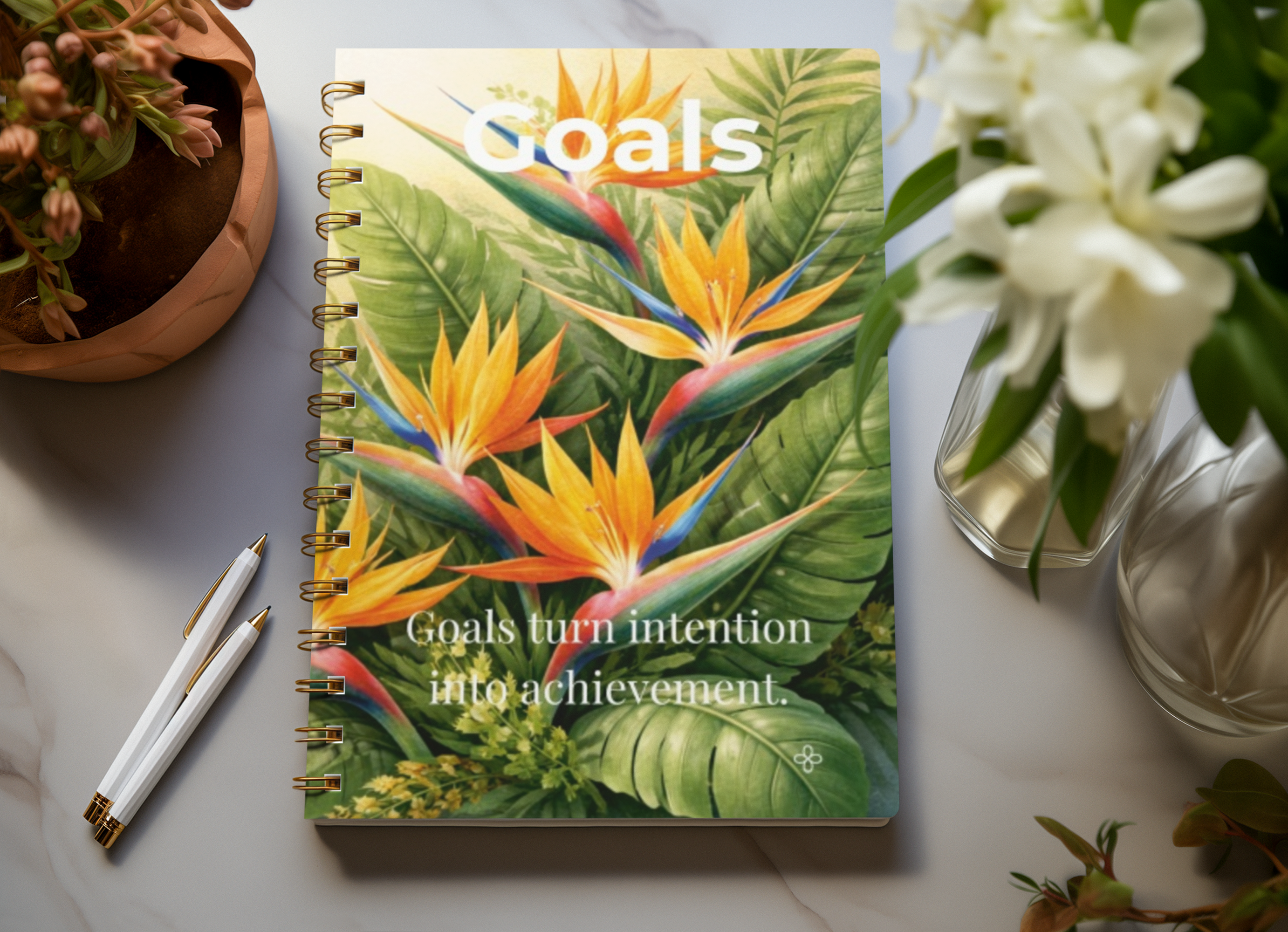Goals, Inspirational Journal, 6"x9" College Ruled Motivational Blank Notebook, Paperback