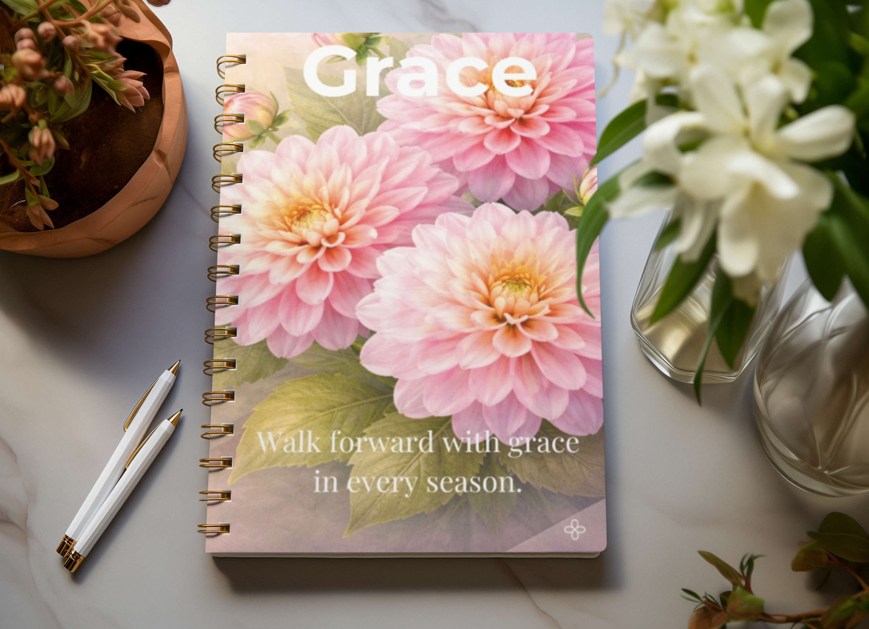 Grace, Inspirational Journal, 6"x9" College Ruled Motivational Blank Notebook, Paperback, Hardback, Spiral Bound