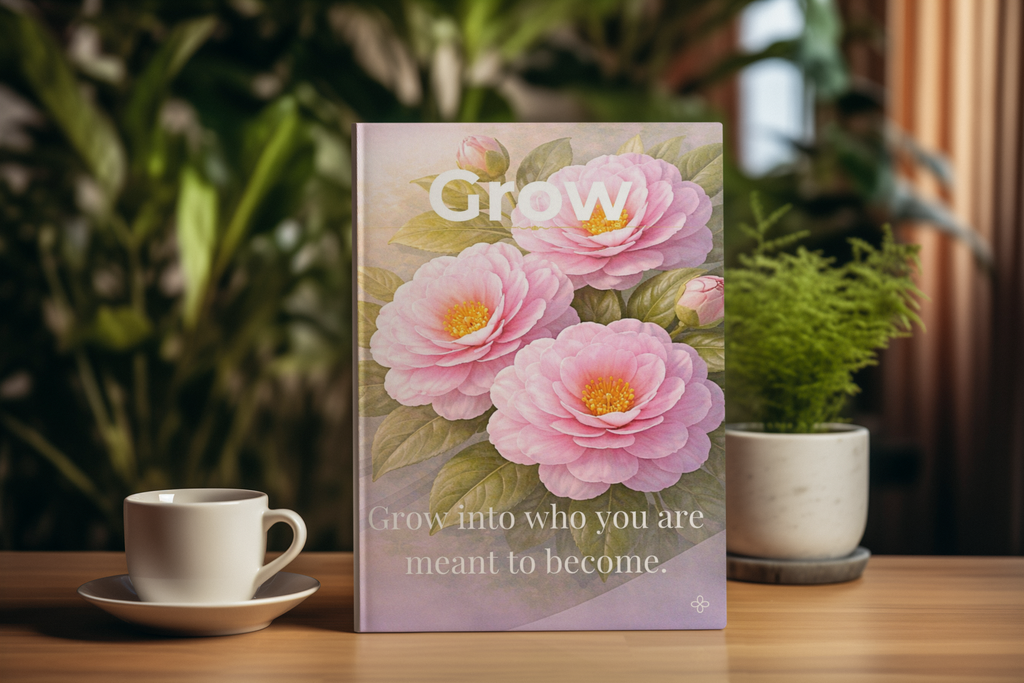 Grow, Inspirational Journal, 6"x9" College Ruled Motivational Blank Notebook, Paperback, Hardcover and Spiral Bound