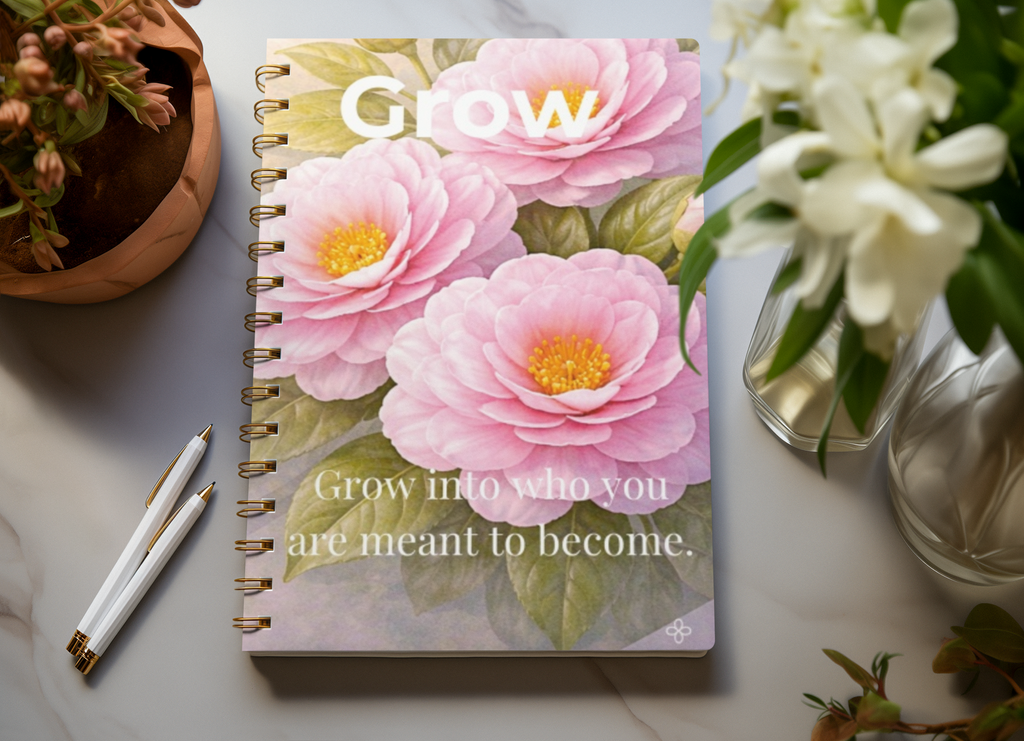 Grow, Inspirational Journal, 6"x9" College Ruled Motivational Blank Notebook, Paperback, Hardcover and Spiral Bound
