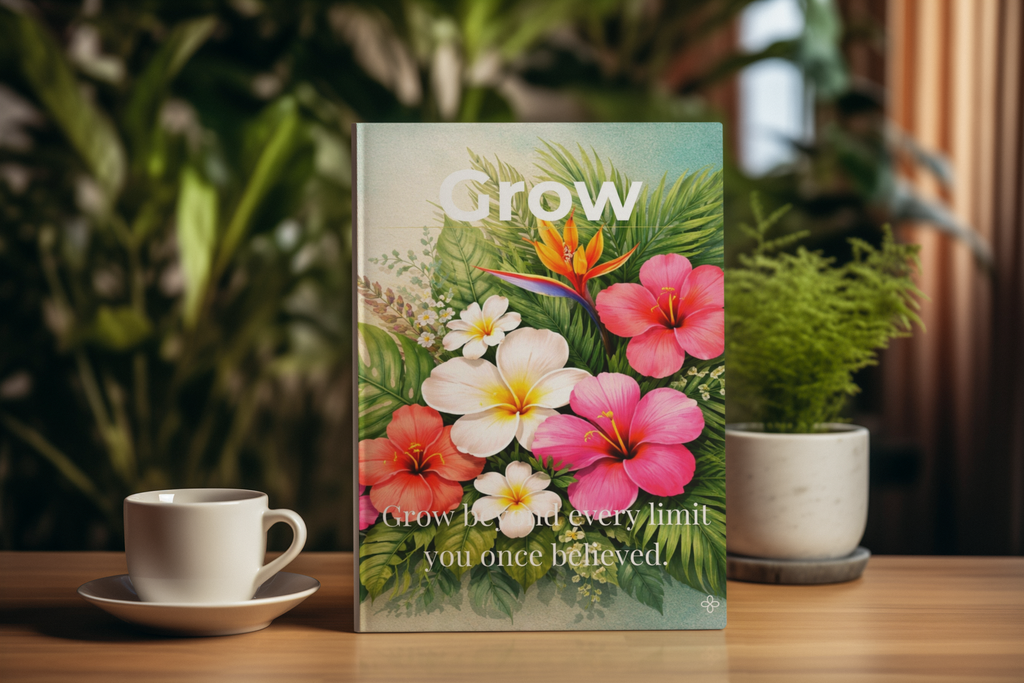 Grow, Inspirational Journal, 6"x9" College Ruled Motivational Blank Notebook, Paperback, Hardcover and Spiral Bound
