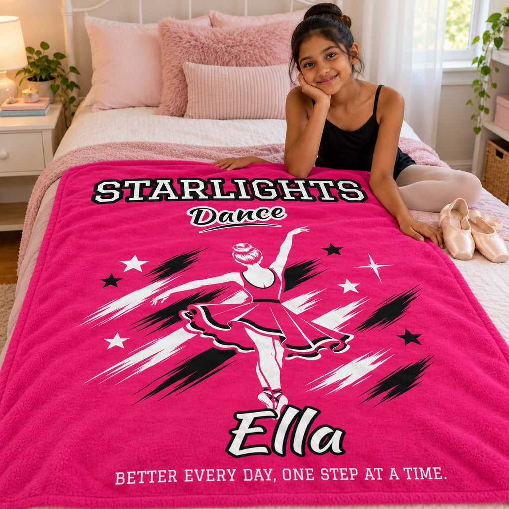 Personalized Dance Blanket Player Spotlight design with a dancer