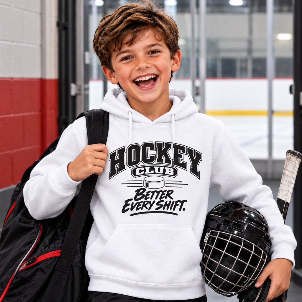 Hockey Club Youth Hoodie lifestyle photo