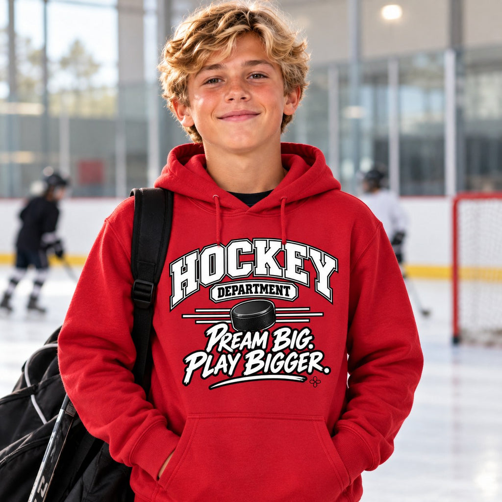 Hockey Department Youth Hoodie lifestyle photo