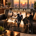 Lead Like a CEO motivational quote sherpa blanket draped over a sofa