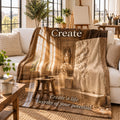 Create motivational quote blanket draped over a sofa