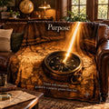 Purpose motivational quote sherpa blanket draped over a sofa