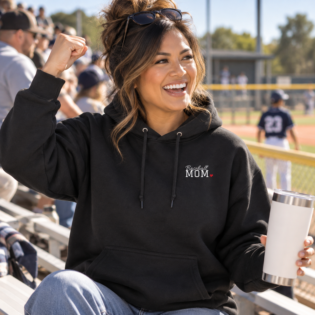 Personalized Baseball Family Jersey Hoodie - Proud Today. Proud Always. | Mom, Dad, Nana, Coach & More | Custom Team Name, Number & Player Name | Gildan Hoodie