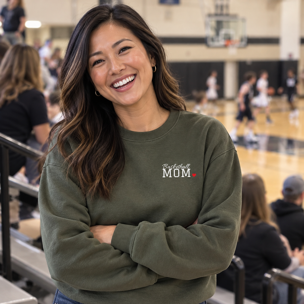 Personalized Basketball Family Jersey Sweatshirt - Proud Today. Proud Always. | Mom, Dad, Nana, Coach & More | Custom Team Name, Number & Player Name | Gildan Crewneck