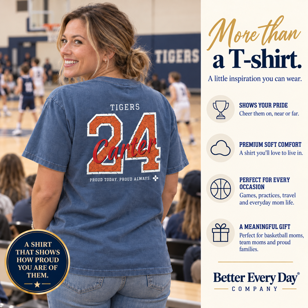 Personalized Basketball Family Jersey Shirt - Proud Today. Proud Always. | Mom, Dad, Nana, Coach & More | Custom Team Name, Number & Player Name | Comfort Colors Tee