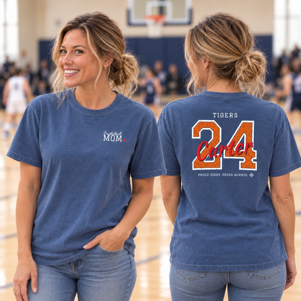 Personalized Basketball Family Jersey Shirt - Proud Today. Proud Always. | Mom, Dad, Nana, Coach & More | Custom Team Name, Number & Player Name | Comfort Colors Tee