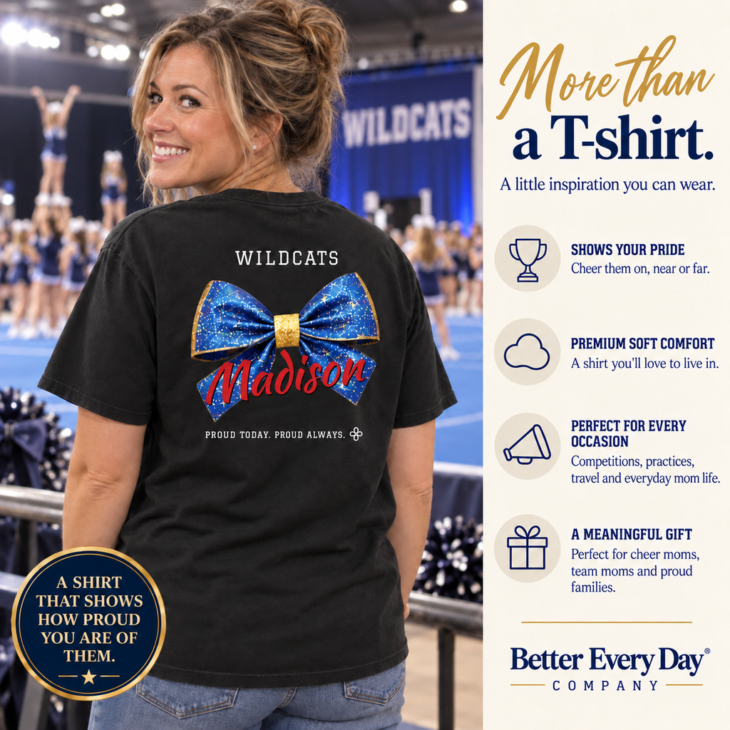 Personalized Cheer Mom jersey tee with custom team name, number and player name