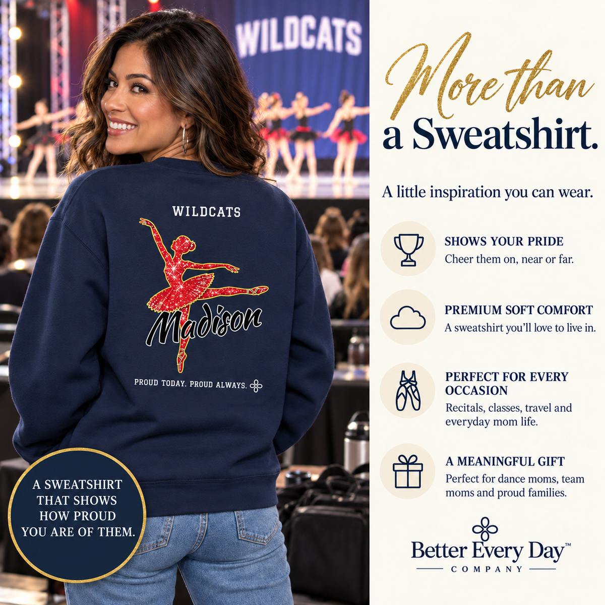 Personalized Dance Mom jersey sweatshirt with custom team name, number and player name