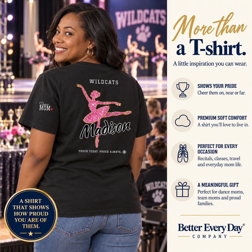 Personalized Dance Mom jersey tee with custom team name, number and player name