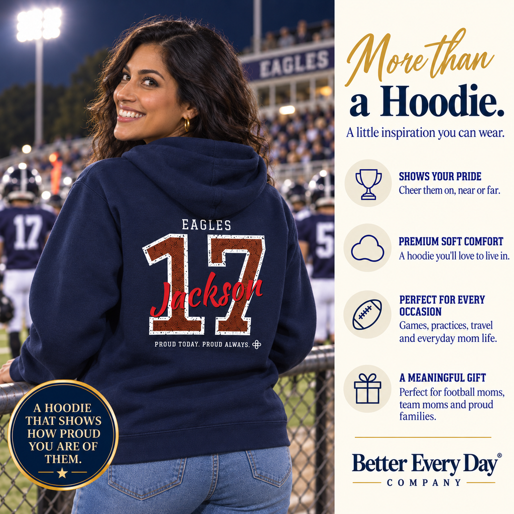 Personalized Football Family Jersey Hoodie - Proud Today. Proud Always. | Mom, Dad, Nana, Coach & More | Custom Team Name, Number & Player Name | Gildan Hoodie