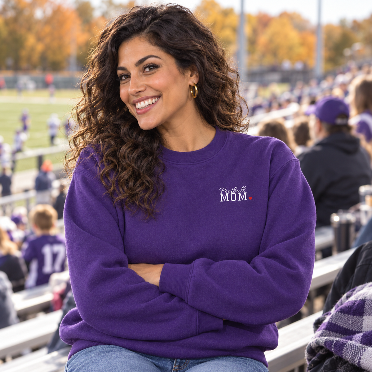 Personalized Football Family Jersey Sweatshirt - Proud Today. Proud Always. | Mom, Dad, Nana, Coach & More | Custom Team Name, Number & Player Name | Gildan Crewneck